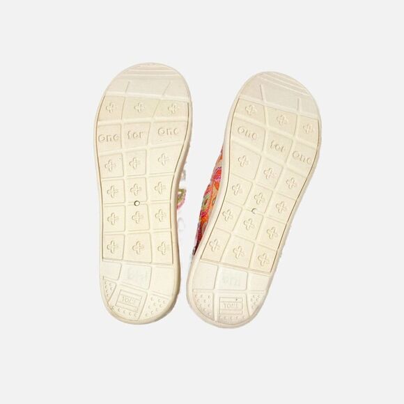 Toms Orange Paisley Print Slip On Flat Shoes Size Youth 4 EUR 36 Blue NEW - Picture 8 of 8